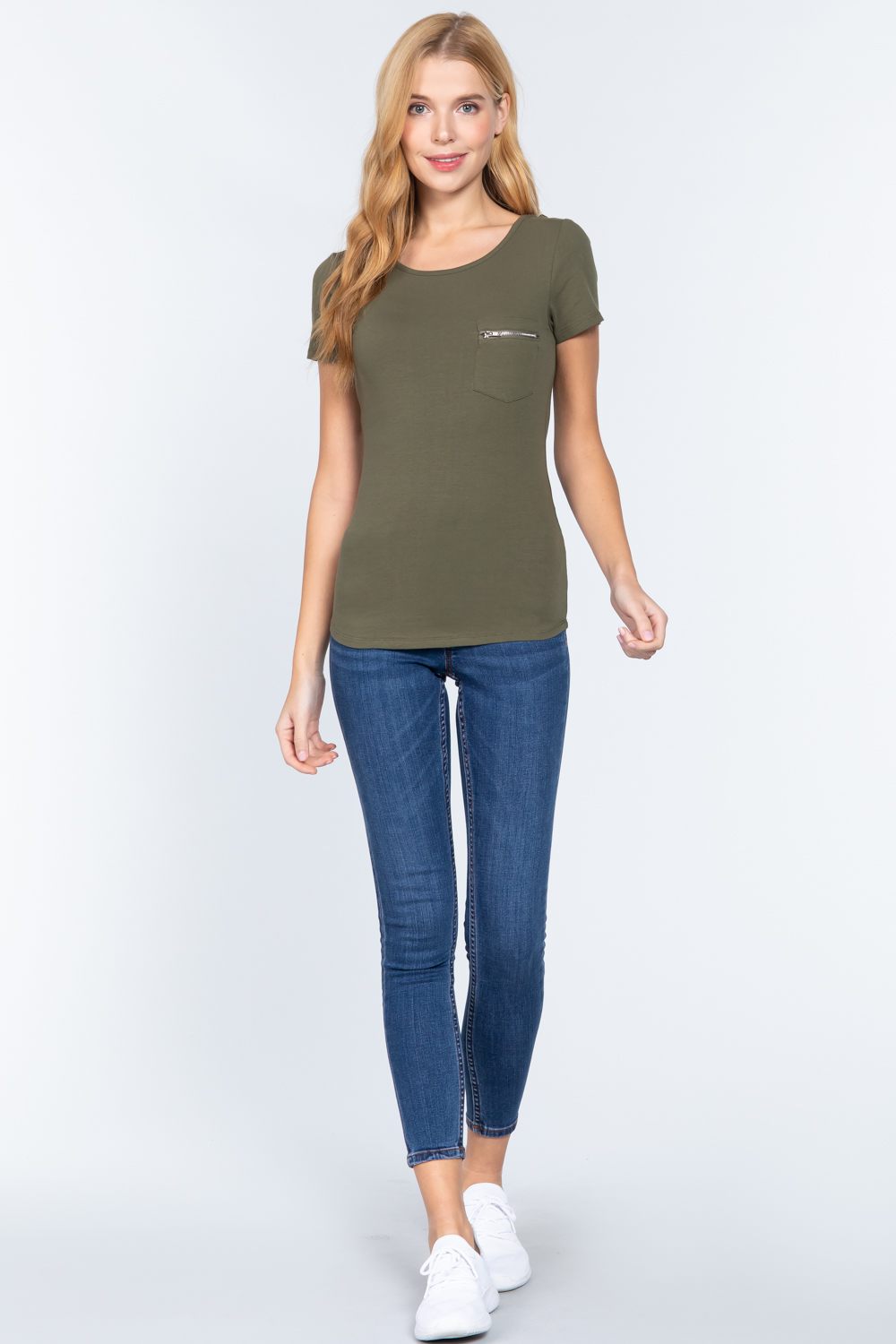 Short Slv Top W/zipper Pocket - Absolute Fashion 2020