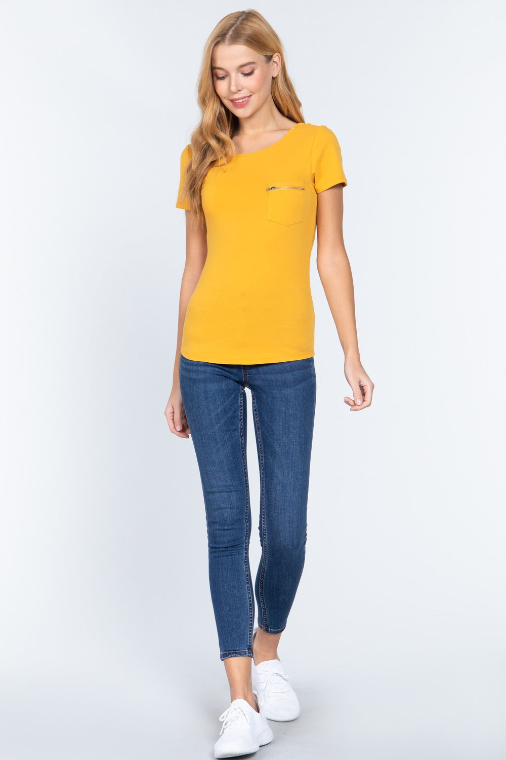 Short Slv Top W/zipper Pocket - Absolute Fashion 2020