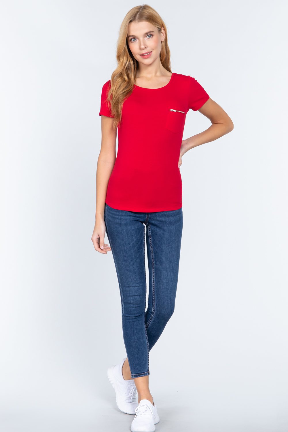 Short Slv Top W/zipper Pocket - Absolute Fashion 2020