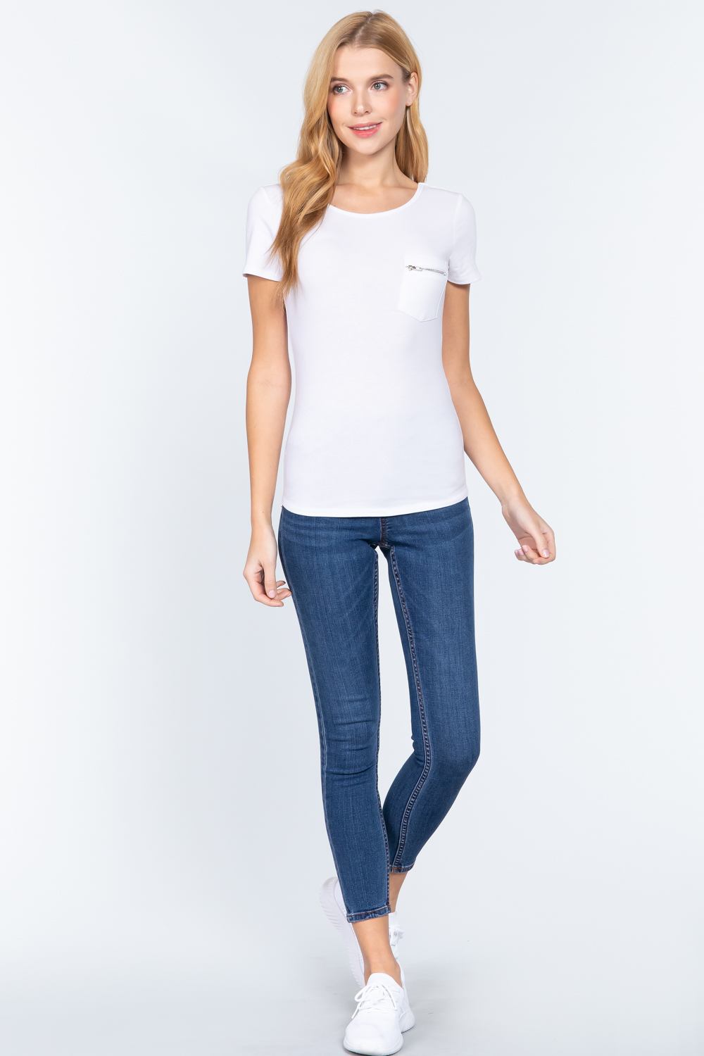 Short Slv Top W/zipper Pocket - Absolute Fashion 2020