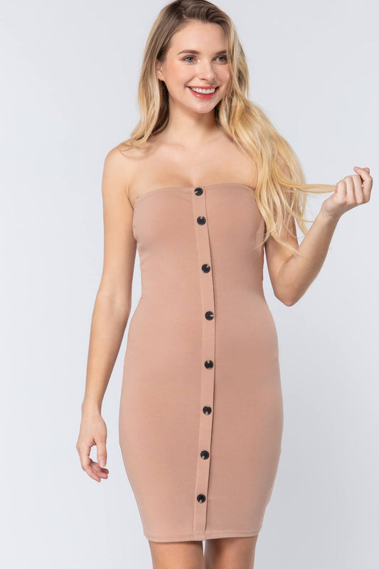 Button Down Tube Mini Dress - Absolute Fashion 2020