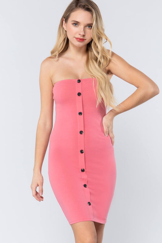 Button Down Tube Mini Dress - Absolute Fashion 2020