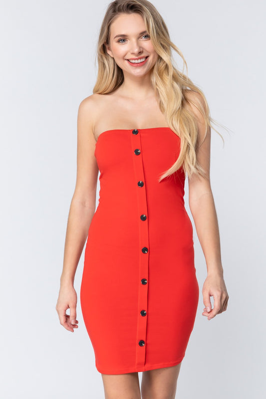 Button Down Tube Mini Dress - Absolute Fashion 2020