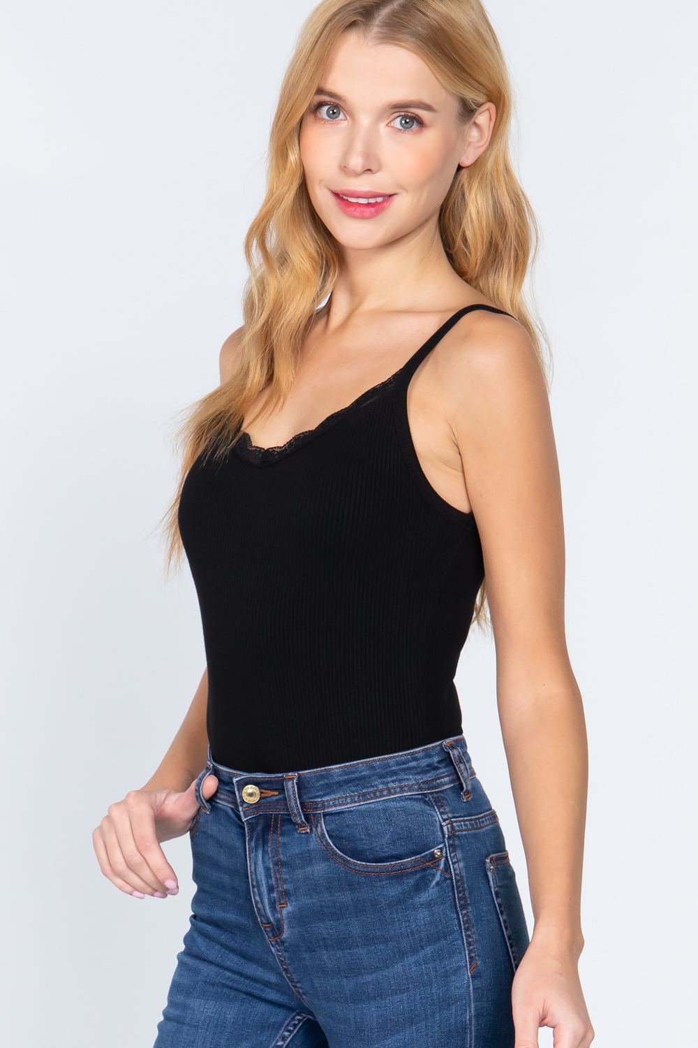 Heavy Rib Cami W/lace Bodysuit - Absolute Fashion 2020