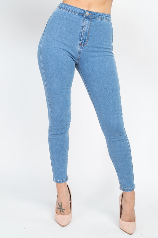 High Waist Zippered Denim - Absolute Fashion 2020