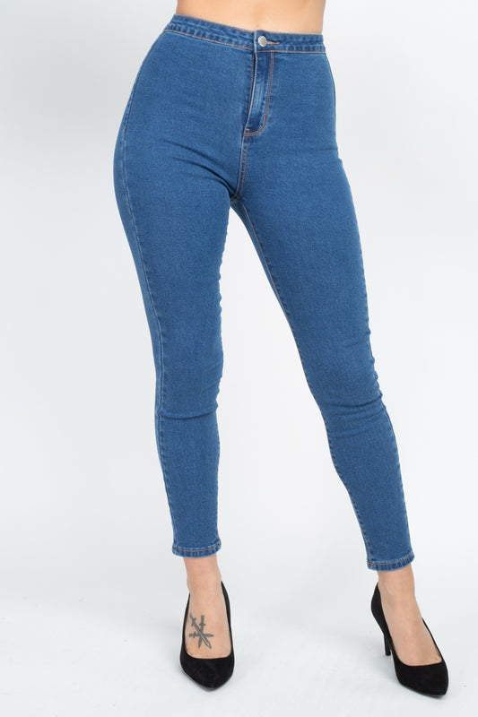 High Waist Zippered Denim - Absolute Fashion 2020