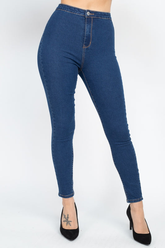 High Waist Zippered Denim - Absolute Fashion 2020