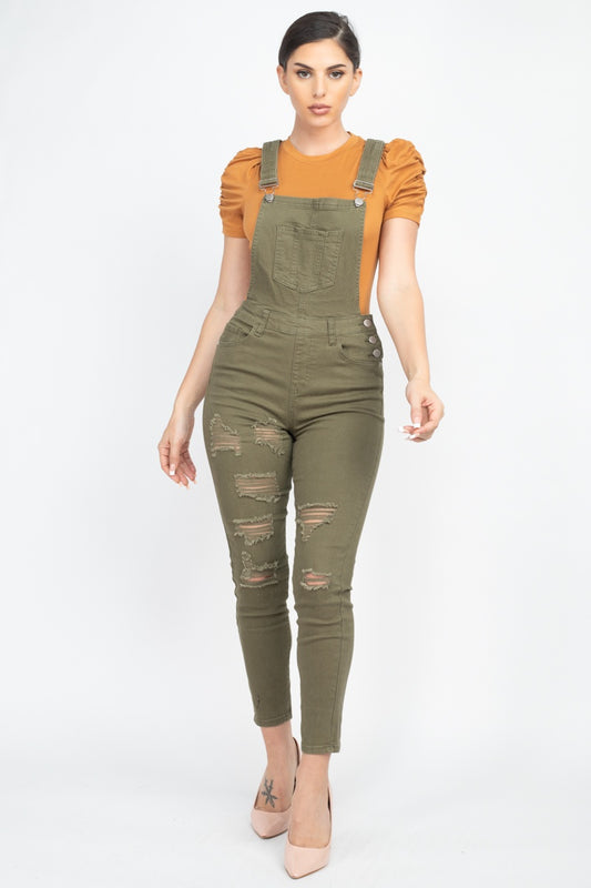 Skinny Distressing Denim Overalls - Absolute Fashion 2020