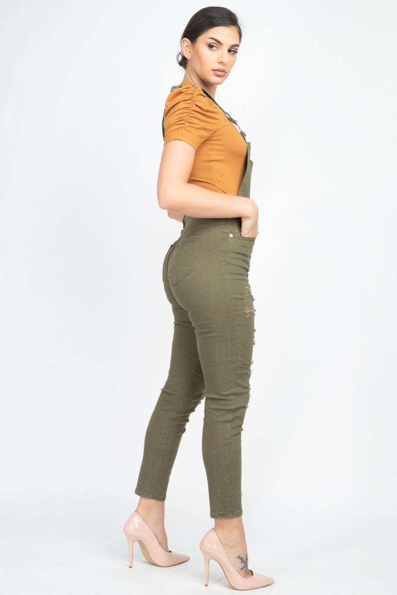 Skinny Distressing Denim Overalls - Absolute Fashion 2020