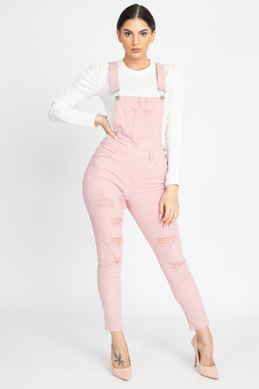 Skinny Distressing Denim Overalls - Absolute Fashion 2020