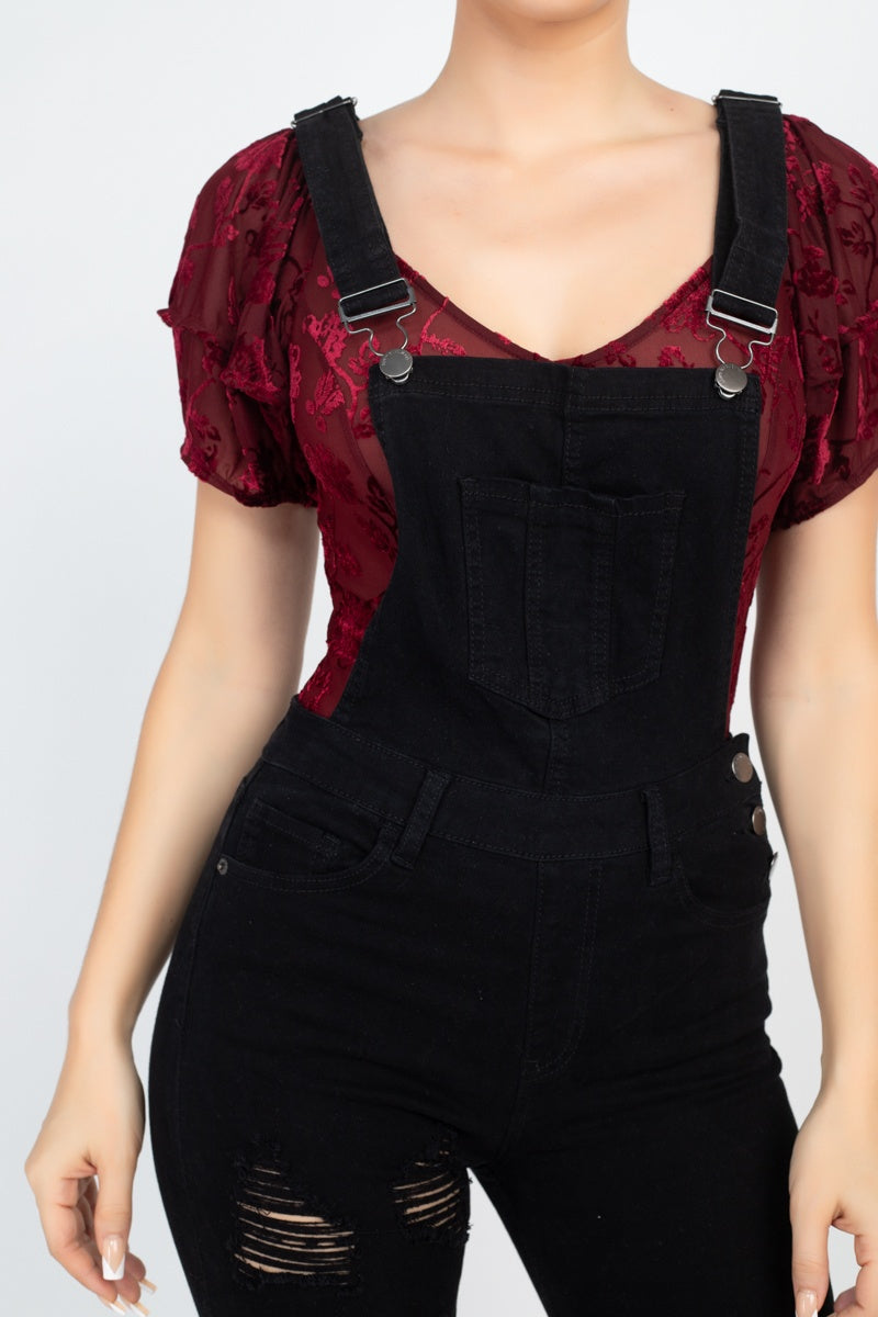 Skinny Distressing Denim Overalls - Absolute Fashion 2020