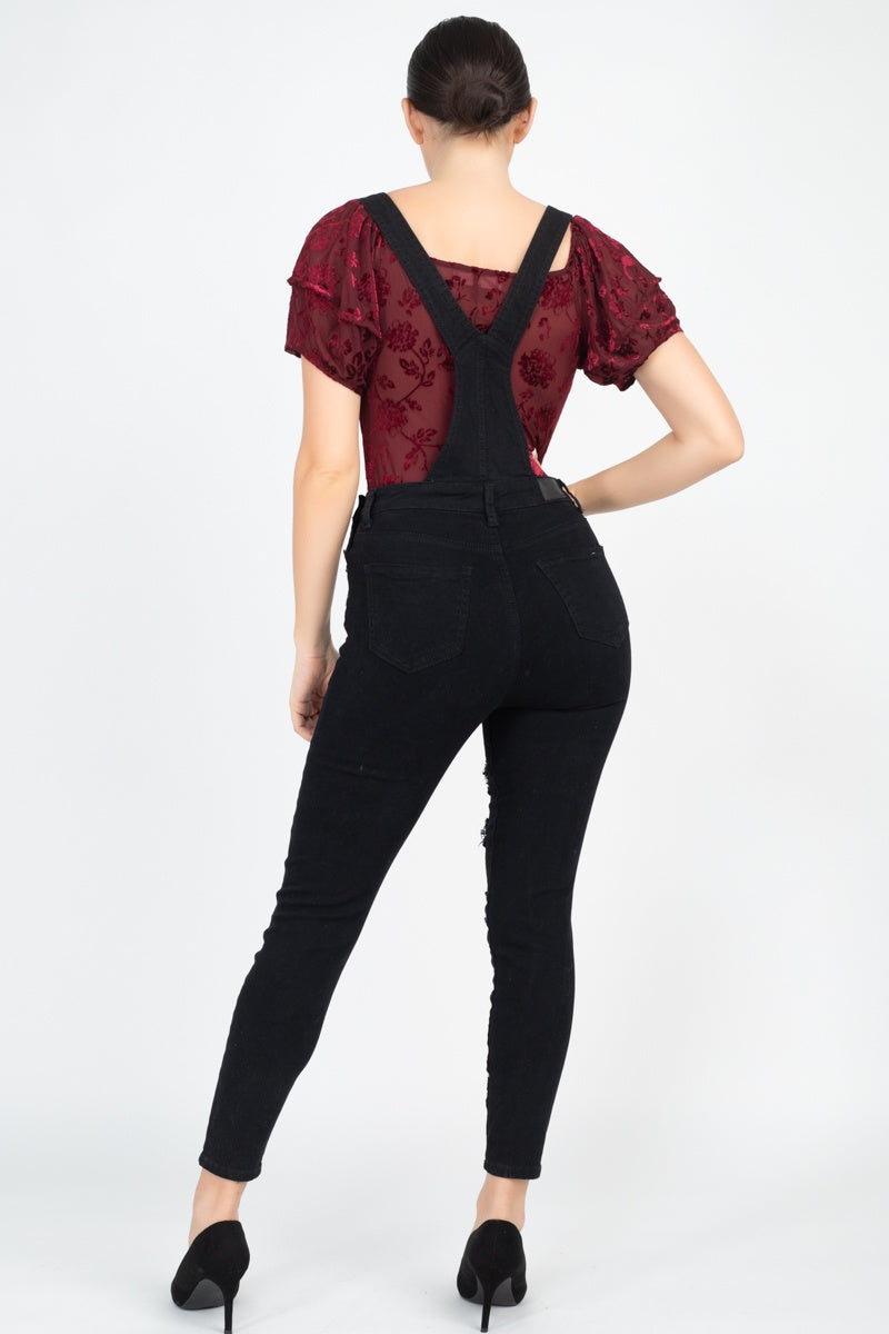 Skinny Distressing Denim Overalls - Absolute Fashion 2020