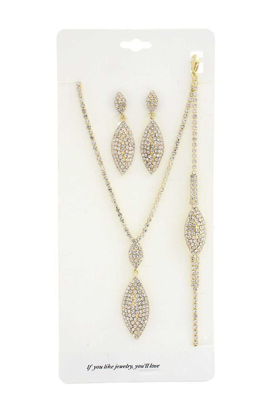 Elegant Marquise Rhinestone Bracelet Necklace Set - Absolute Fashion 2020