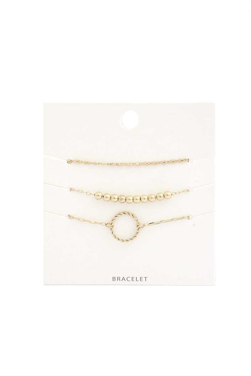Twisted Circle Metal Bead Bracelet Set - Absolute Fashion 2020