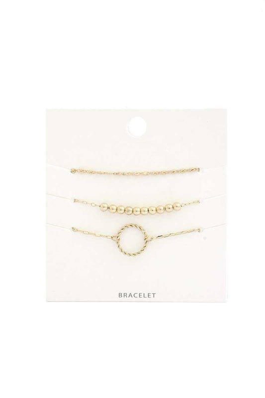 Twisted Circle Metal Bead Bracelet Set - Absolute Fashion 2020