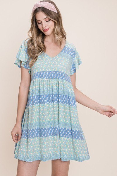 Cute And Flirty Floral Printed Babydoll Mini Dress - Absolute Fashion 2020