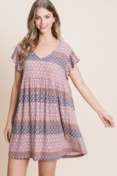Cute And Flirty Floral Printed Babydoll Mini Dress - Absolute Fashion 2020