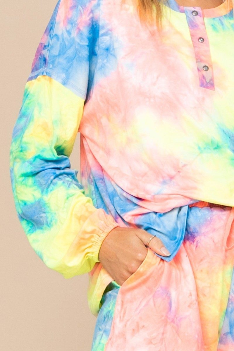 Tie-dye Printed Knit Top And Shorts Set - Absolute Fashion 2020