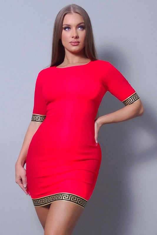 Sexy Basic Geo Trim Bodycon Mini Dress - Absolute Fashion 2020