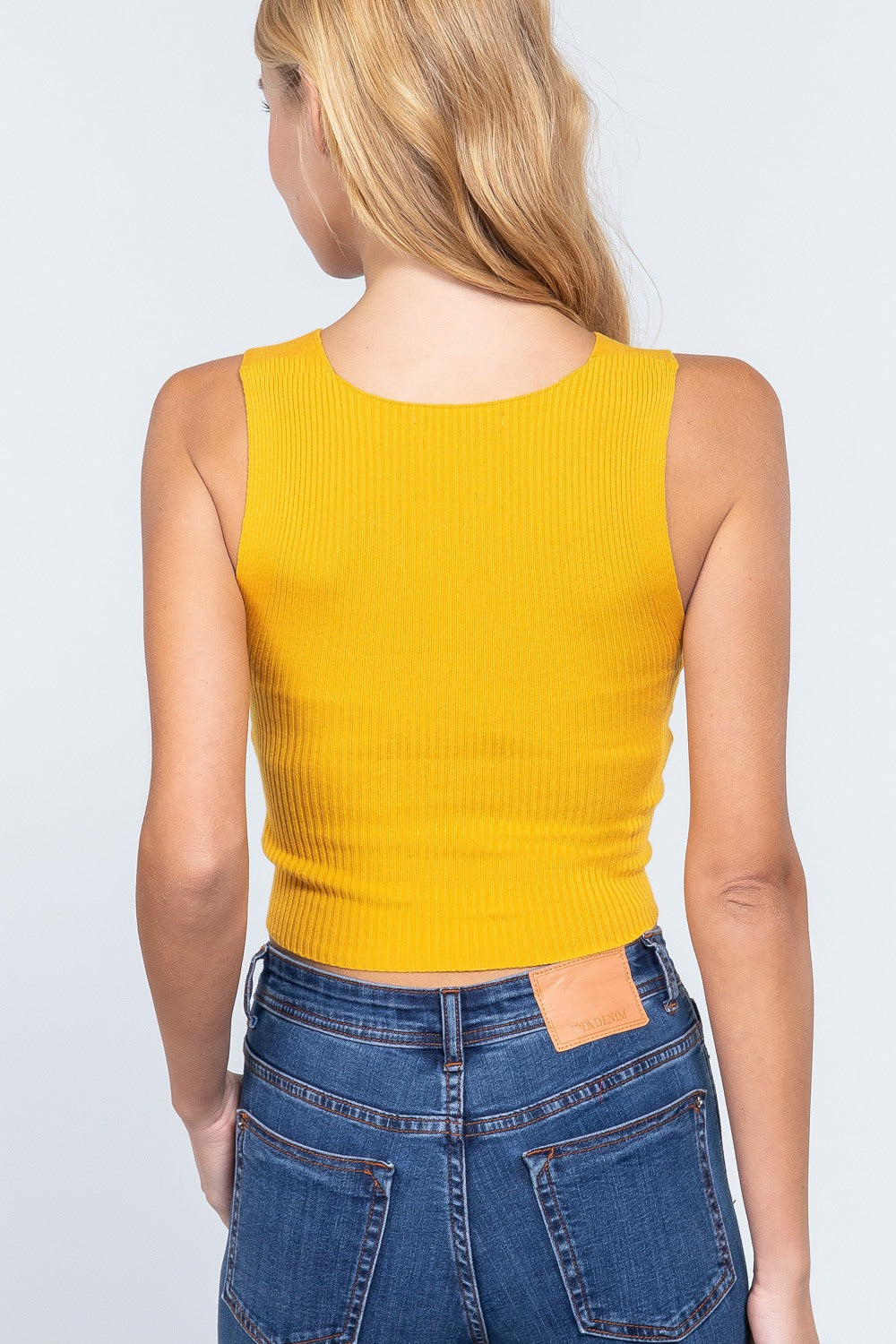 Sleeveless V-neck Twist Knot Knit Top - Absolute Fashion 2020