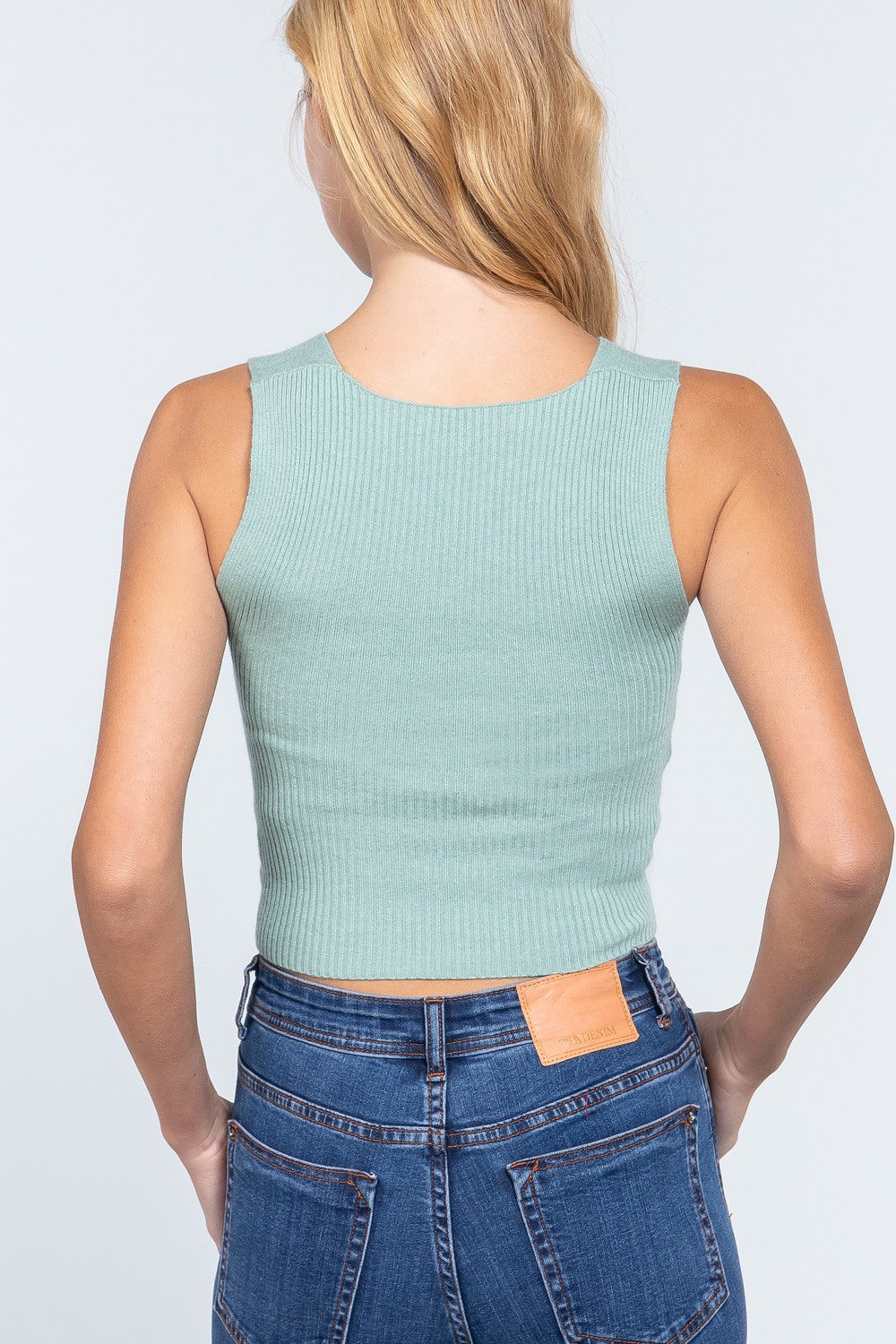 Sleeveless V-neck Twist Knot Knit Top - Absolute Fashion 2020