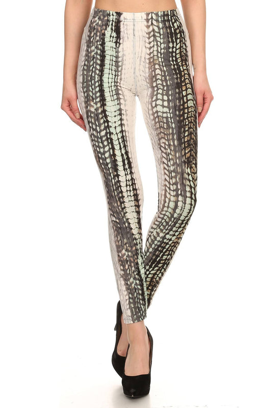 Snake Scales Printed, High Waisted Leggings In Fitted Style With Elastic Waistband - Absolute Fashion 2020