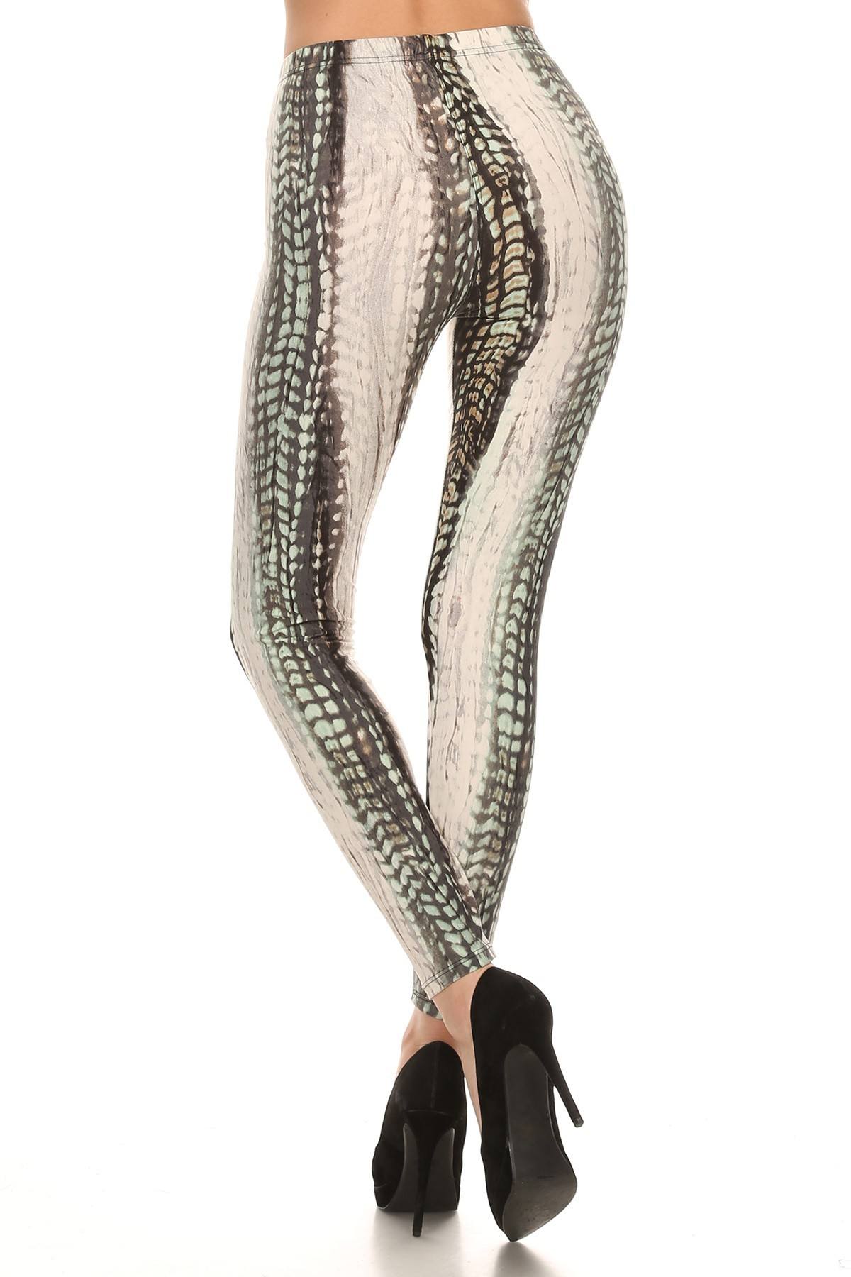 Snake Scales Printed, High Waisted Leggings In Fitted Style With Elastic Waistband - Absolute Fashion 2020