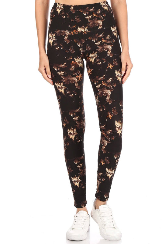 5-inch Long Yoga Style Banded Lined Multi Printed Knit Legging With High Waist - Absolute Fashion 2020