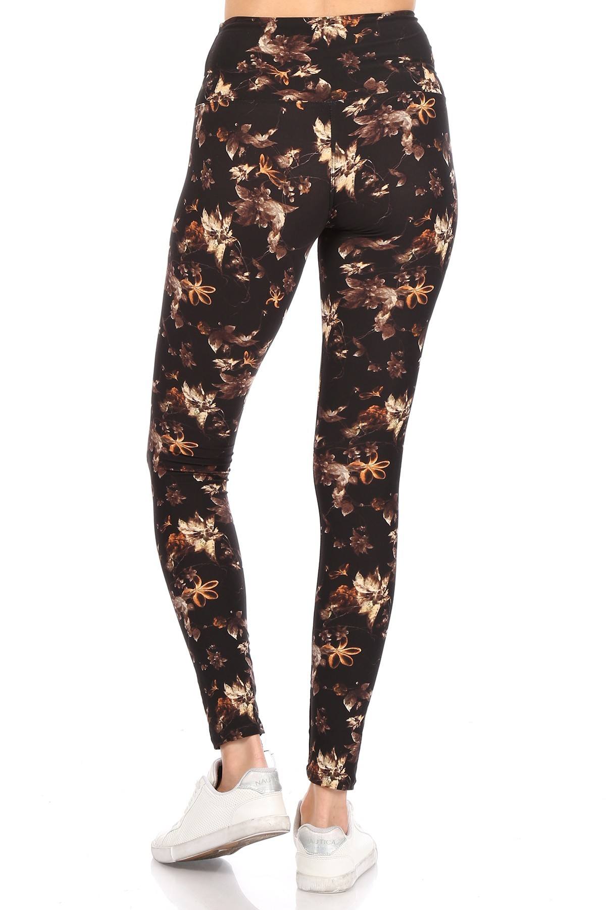 5-inch Long Yoga Style Banded Lined Multi Printed Knit Legging With High Waist - Absolute Fashion 2020
