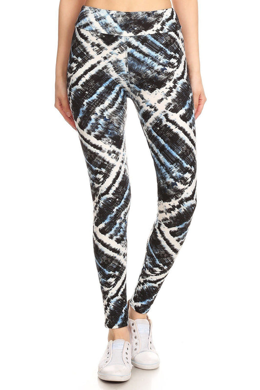 Yoga Style Banded Lined Tie Dye Printed Knit Legging With High Waist - Absolute Fashion 2020