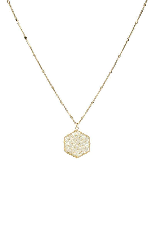 Fashion Pearl Wraps Hexagon Pendant Necklace - Absolute Fashion 2020