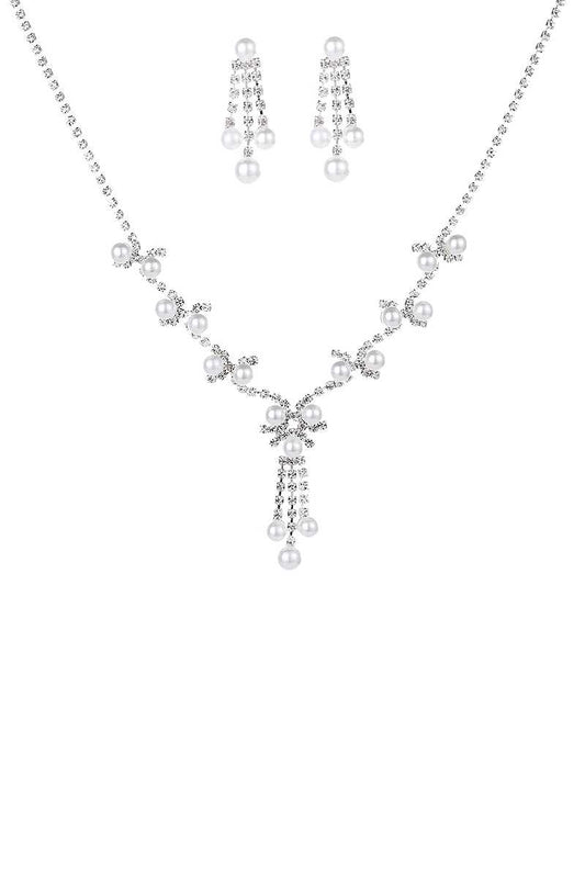 Fashion Multi Pearl Dangle Necklace And Earring Set - Absolute Fashion 2020