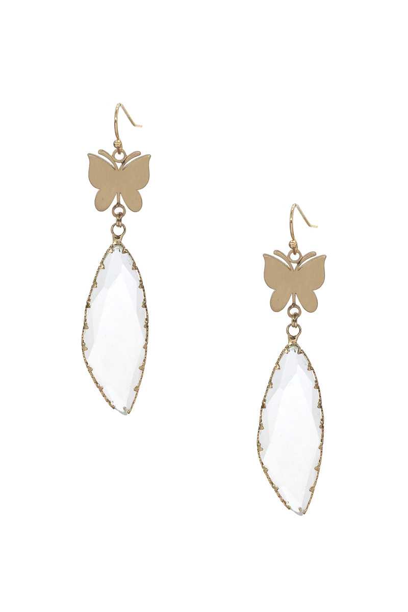 Fashion Butterfly Clear Stone Dangle Earring - Absolute Fashion 2020