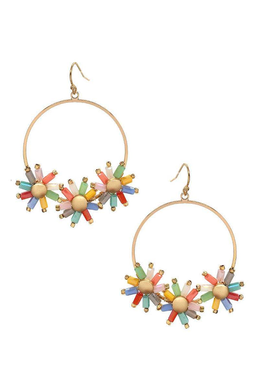 Flower Color Stone Hook Earring - Absolute Fashion 2020