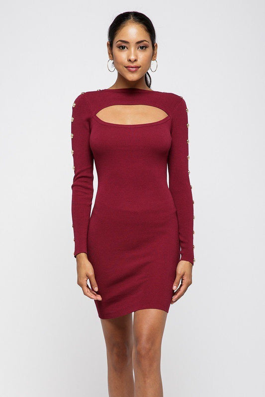 Button Down Sleeves Mini Dress - Absolute Fashion 2020