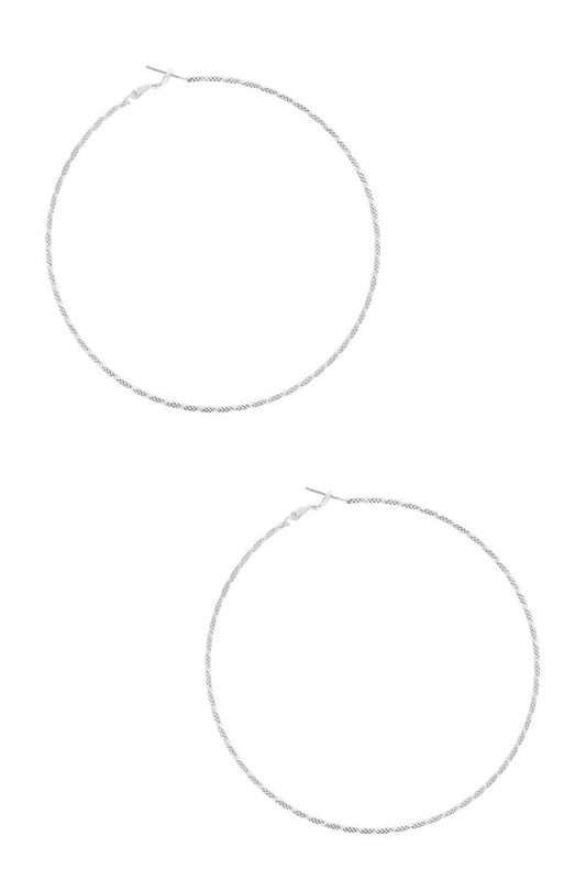 Textured Lined Metal Hoop Earring - Absolute Fashion 2020