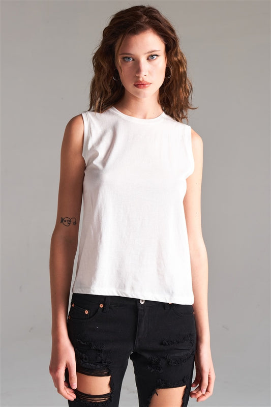 Solid Sleeveless Round Neck Basic Tank Top - Absolute Fashion 2020