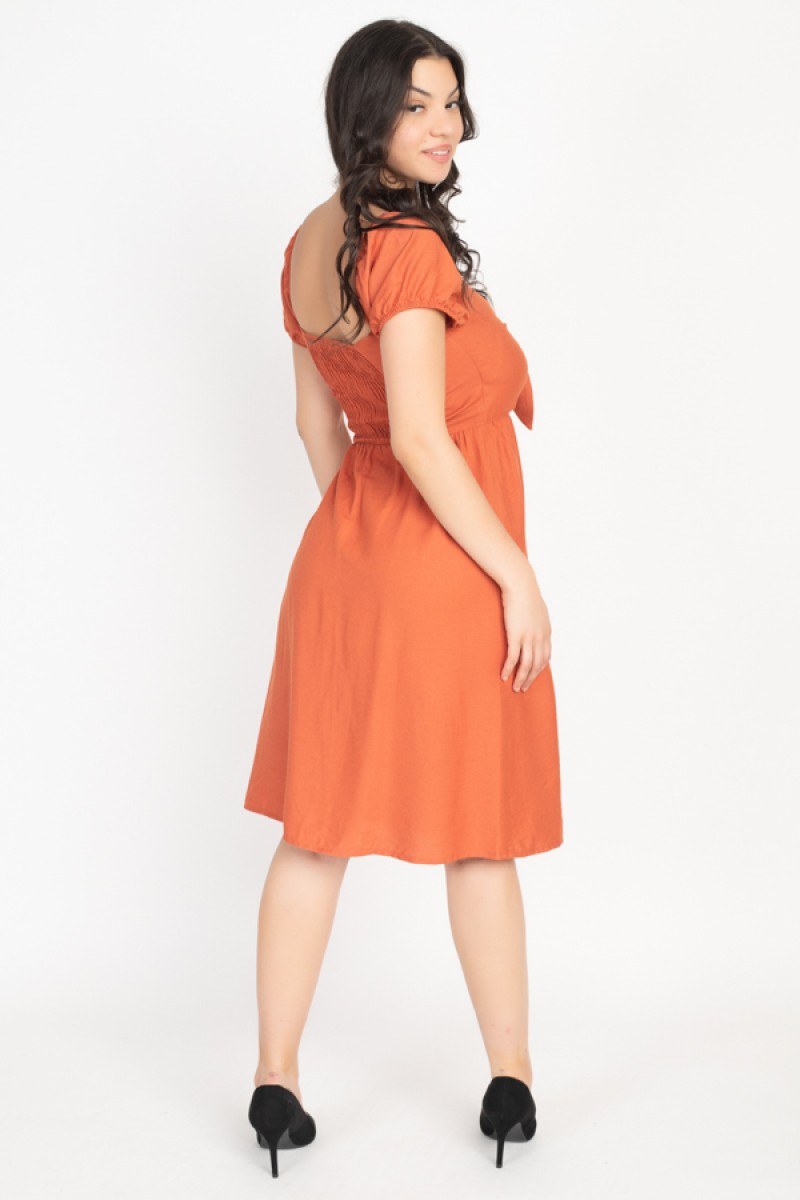 Front Tie Cutout Smocked Dress - Absolute Fashion 2020