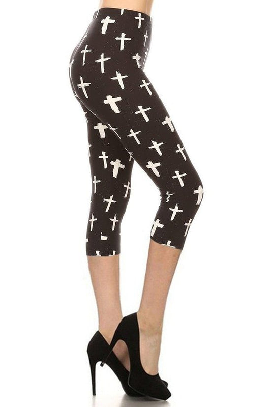 Printed, High Waisted, Capri Leggings - Absolute Fashion 2020