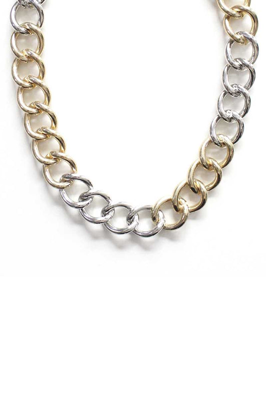Fashion Metal Two Tone Necklace - Absolute Fashion 2020