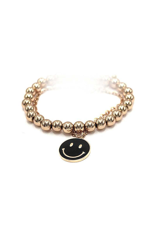 Fashion Smiley Face Metal Bead Bracelet - Absolute Fashion 2020