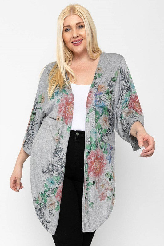 Floral Print, Long Body Cardigan - Absolute Fashion 2020