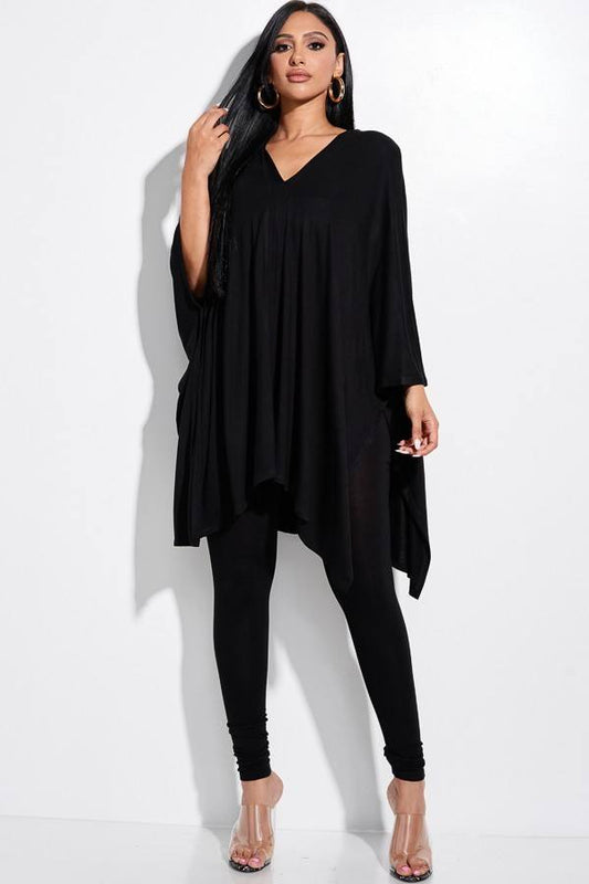 Solid Heavy Rayon Spandex Cape Top And And Leggings 2 Piece Set - Absolute Fashion 2020
