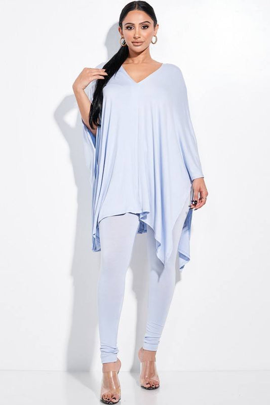 Solid Heavy Rayon Spandex Cape Top And And Leggings 2 Piece Set - Absolute Fashion 2020
