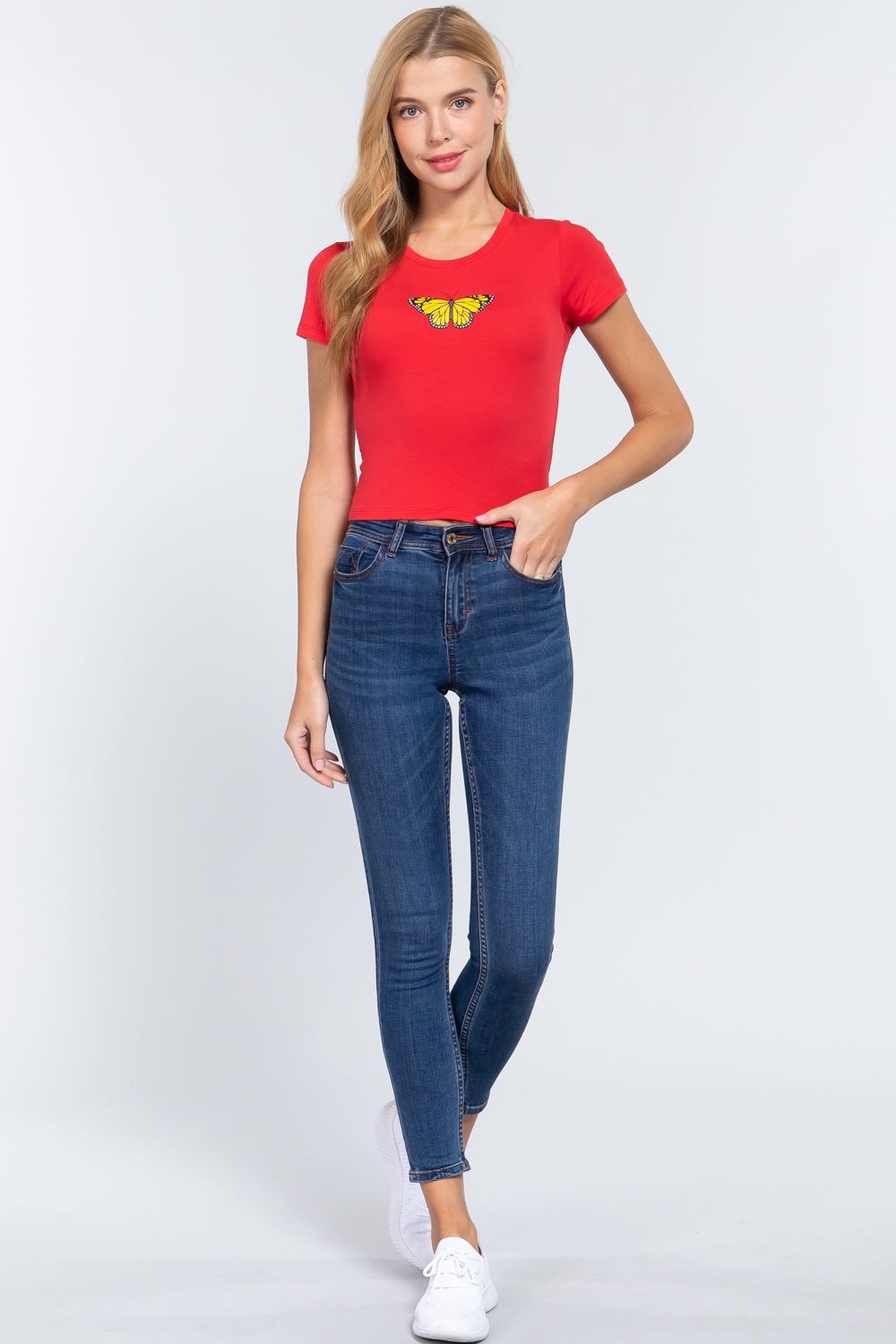 Short Slv Graphic Print Crop Top - Absolute Fashion 2020