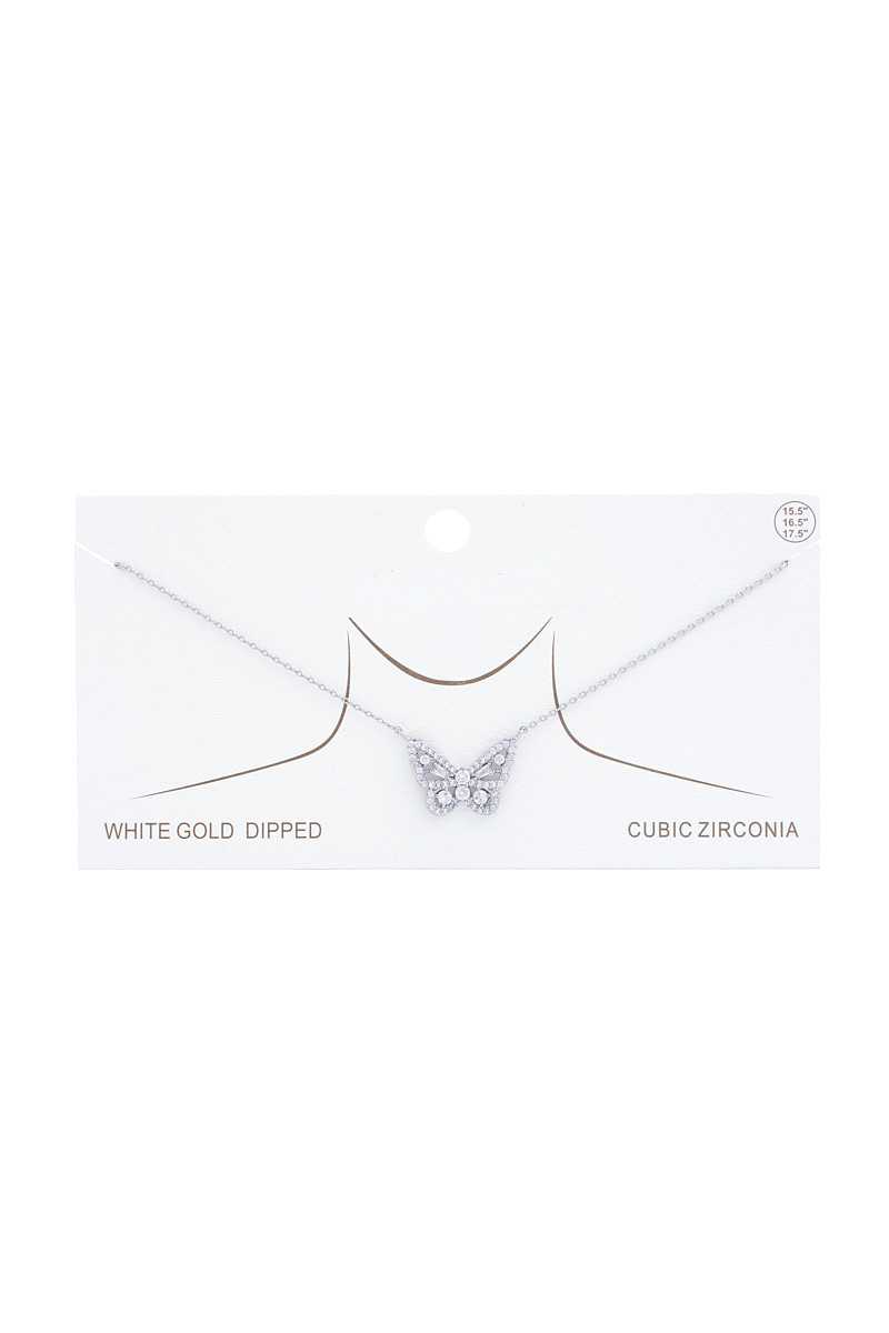Rhinestone Butterfly Charm Gold Dipped Necklace - Absolute Fashion 2020