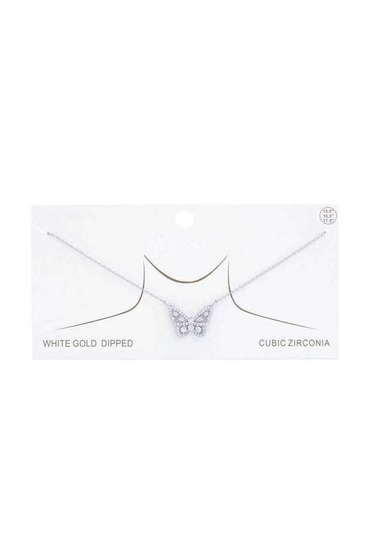 Rhinestone Butterfly Charm Gold Dipped Necklace - Absolute Fashion 2020