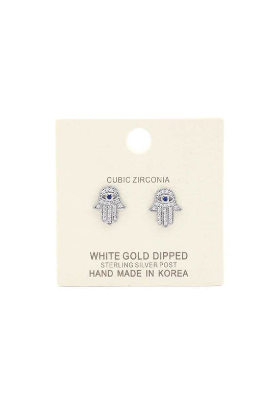 Hamsa Hand Cubic Zirconia Gold Dipped Earring - Absolute Fashion 2020