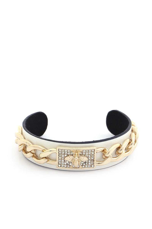 Bee Rhinestone Cuban Link Cuff Bracelet - Absolute Fashion 2020