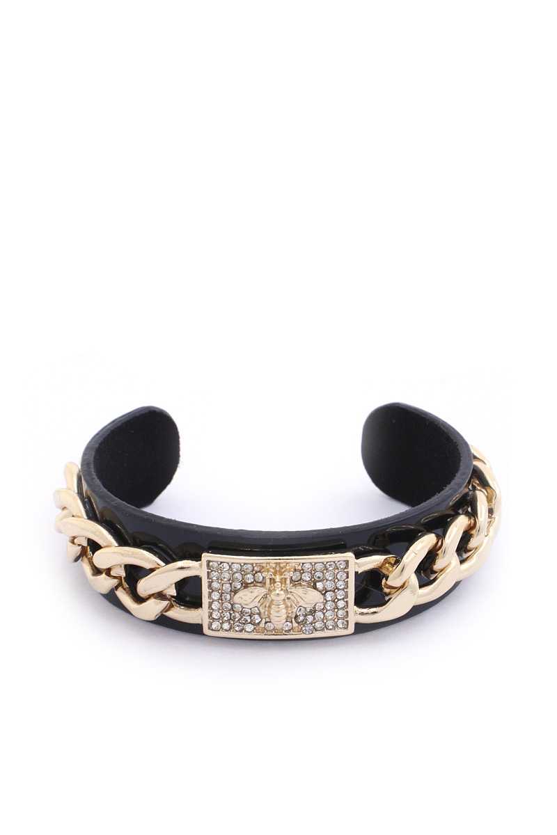 Bee Rhinestone Cuban Link Cuff Bracelet - Absolute Fashion 2020